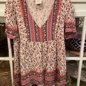 Knox Rose Boho Short Sleeved Blouse EUC